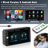 1 x RAW Customer Returns Double Din Car Radio with Carplay Android Auto, 7 LCD Touch Screen Multimedia Player Audio Stereo with Bluetooth 5.1 FM EQ AUX Mirror-Link SWC Colorful Backlight Remote Control - RRP €50.41