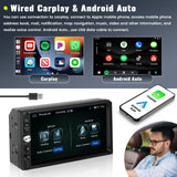 1 x RAW Customer Returns 2 Din Car Radio with Wired Carplay Android Auto, 7 Touch Screen Radio with Bluetooth FM Car Audio Support Mirror-Link SWC Colorful Backlit Settings AUX Remote Control Microphone - RRP €20.4