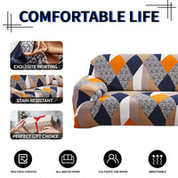 1 x RAW Customer Returns Lydevo Stretch Sofa Cover 3 Seater Sofa Covers with Armrests with 2 Cushion Covers Modern Sofa Cover Pattern Universal Non-Slip Washable Sofa Protector, Geometric Orange - RRP €31.46