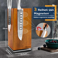 1 x RAW Customer Returns Fimaten magnetic knife block without knives, 360 rotatable magnet knife holder made of acacia wood, high-quality knife blocks kitchen knife organizer with bristle insert, knife holder for knives, 25 x 11.5 cm - RRP €39.99