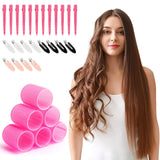 1 x RAW Customer Returns SEPGLITTER Hair Curler Set, 48 Pieces Curls Set 4 Sizes Jumbo Adhesive Curlers Small Self-Adhesive Curlers with 24 Pieces Hair Clip Hair Rollers for Long Medium Short Hair 50 40 30 20 mm  - RRP €10.07