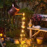 1 x RAW Customer Returns lifemet Solar Watering Can Lamp Garden Decoration-Waterproof Copper Outdoor Sculpture Jewelry Star LED Fairy Art Decoration Waterfall Light Hanging Garden with Bracket  - RRP €25.99