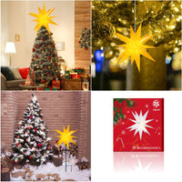 1 x RAW Customer Returns Qijieda 3D Christmas Star Outdoor Battery with Timer - 58cm LED Christmas Star Illuminated, Luminous Star for Decorating Courtyard, Balcony and Garden Red-White  - RRP €24.19