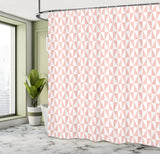 1 x RAW Customer Returns ABAKUHAUS Pale Pink Shower Curtain, Geometric Mosaic Grid, Durable Waterproof Material Digital Print, 175 x 200 cm, Blush White - RRP €24.99