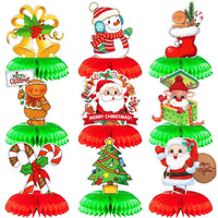 1 x Brand New YOTANGO Christmas table decorations, 9 pieces Christmas decoration table honeycomb centerpiece, Santa Claus candy canes decoration Christmas, Christmas honeycomb table decoration for Christmas party table decoration - RRP €14.96