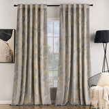 1 x RAW Customer Returns MIULEE Velvet curtain with gold foil leaves pattern, set of 2 curtains, velvet gray with back loops and rod pocket, thick, opaque curtains for decorative bedrooms, each H 245 x W 140 cm - RRP €43.36