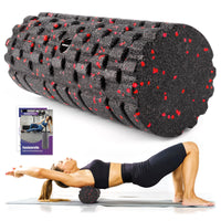 1 x RAW Customer Returns Fascia roller with 3D texture massage, foam roller 33 cm x 14 cm to relieve muscle tension, medium hardness self-massage facial roller for back spine back legs black-red  - RRP €18.85