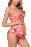 1 x RAW Customer Returns EastElegant Maternity Swimsuit with Adjustable Drawstring at Chest Orange Small - RRP €59.99