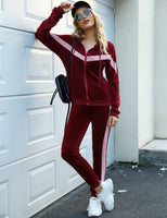 1 x RAW Customer Returns Wayleb jogging suit women s sports suit tracksuit two-piece leisure suit cotton outfit leisure suit set long sleeve zip winter jogging trousers women s activewear - RRP €23.9