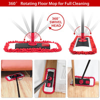 1 x RAW Customer Returns JEHONN Floor Mop with Microfiber Chenille Pads, 127 cm Telescopic Handle Mop Floor for Hardwood Laminate Tiles Vinyl Kitchen Bathroom House Red  - RRP €24.99