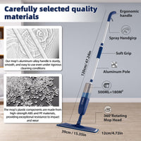 1 x RAW Customer Returns Floor mop with spray function, 360 degree rotating spray mop with 3 washable microfiber pads, 500ML water tank, 1 mop holder, mop for quick cleaning hardwood, marble, laminate, tiles - RRP €21.25