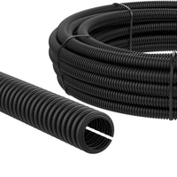 1 x RAW Customer Returns AUPROTEC corrugated pipe slotted 2 to 50m empty pipe slotted corrugated pipe UV resistant cable protection hose cable hose black - inner diameter 6.5 mm, length 25 m - RRP €38.54