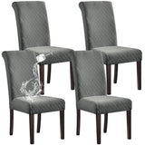 1 x RAW Customer Returns SHILV. HOME 100 Waterproof Dining Room Chair Cover Stretch Jacquard Parsons Chair Slipcover Removable Washable Chair Protector Light Grey, Set of 4  - RRP €30.22