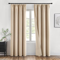 1 x RAW Customer Returns MIULEE Curtains Opaque with Gathering Tape Beige Thermal Curtains with Gathering Tape for Rail Blackout Curtains Over Curtains with Set of 2 H 225 x W 140 cm - RRP €26.99