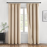 1 x RAW Customer Returns MIULEE Blackout Curtains with Gathering Tape Beige Opaque Curtains Set of 2 H 245 x W 140 cm Thermal Curtain Against Heat Curtains Living Room Modern with Gathering Tape - RRP €34.99