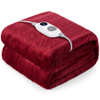 1 x RAW Customer Returns Warmrest electric blanket with automatic switch-off 130 180 cm Electric warm blanket, 6 temperature levels and overheating protection, washable electric blanket, cozy blanket for bed, red - RRP €59.99