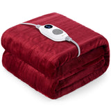 1 x RAW Customer Returns Warmrest Heated Blanket with Automatic Shut-Off 130 x 180 cm Flannel Electric Heated Blanket Heated Blanket, 6 Temperature Levels and Overheating Protection, Washable Heated Blanket, Cuddly Blanket for Bed, Red - RRP €59.0