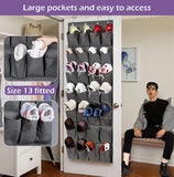 3 x RAW Customer Returns MISSLO 28 Large Pockets Over the Door Shoe Organizer with 4 Hooks Hanging Organizer for Different Width Doors, Hanging Shoe Storage for Closet Shoe Holder Men, Gray - RRP €53.64