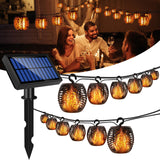 1 x RAW Customer Returns highsam Solar Fairy Lights Outdoor, Solar Lanterns Outdoor Weatherproof with Flame Effect, IP65 Waterproof Solar Lamps for Garden Hanging Railing Balcony Decoration 10 Lantern Spacing Upgrade  - RRP €27.99