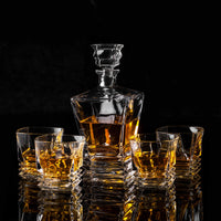 1 x RAW Customer Returns KANARS 5-piece whiskey glasses and carafe set, 800 ml whiskey decanter with 4x 260 ml glasses, lead-free crystal glasses, beautiful gift box, high quality - RRP €65.99