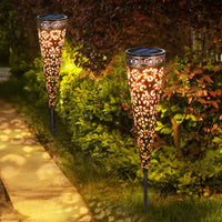 1 x RAW Customer Returns Metal Vintage Solar Lamps, G rvitor IP65 Waterproof Garden Solar Lights for Outdoors, Warm White LED Solar Garden Lights with Ground Spike Decoration for Patio Flower Box Balcony 2  - RRP €20.15