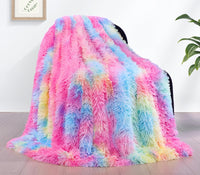 1 x RAW Customer Returns KANKAEU Cuddly Blanket Fluffy, 130 160cm Blanket with Rainbow, Soft Warm Fluffy Blanket, Sofa Blanket, Sherpa Sheep Blanket, Living Blanket, Bedspread - RRP €19.82