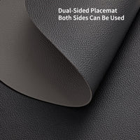 1 x RAW Customer Returns Myir JUN Leather Placemats and Coasters, American Plastic Washable Double-Sided Non-slip Waterproof Triangular Placemats Set Set of 4, Gray Black  - RRP €18.6