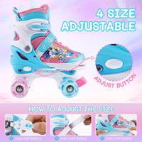 1 x RAW Customer Returns Runcinds Kids Roller Skates for Girls Women, 4 Sizes Adjustable with Light Up Wheels, Toddler Roller Skates for Beginners - RRP €60.0