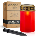 1 x RAW Customer Returns Vindor Grave Candle Solar Grave Light LED IMPROVED VERSION 2024 Cemetery Candle Solar Powered Long Life, Red - RRP €12.1