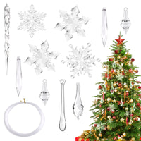 9 x Brand New TUPARKA 100 PCS Christmas Decoration Acrylic Snowflake Icicles Christmas Tree Icicle with Hook for Christmas Tree for Christmas Party Decorations - RRP €183.6