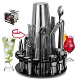 1 x RAW Customer Returns CKductpro Bartender Set, 41 Piece Boston Cocktail Shaker Stainless Steel Bar Set, Rotating Acrylic Stand, Stainless Steel Cocktail Shaker Set, Cocktail Bar Gift, Party Gift Choice Large Silver - RRP €69.99