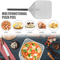 1 x RAW Customer Returns BVHOTO Perforated pizza peel 12 inches, hard anodized pizza shovel, rectangular professional pizza shovel with anti-scald handle for pizza stone and bread shovel - RRP €30.99