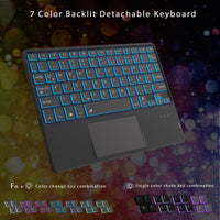 1 x RAW Customer Returns ROOFEI Galaxy Tab S6 Lite case with keyboard QWERTZ Tab S6 Lite keyboard with touchpad - 7-color lighting keyboard case for 10.4 inch Samsung S6 Lite 2020 2022 SM-P610N P615 P610 P613 P619  - RRP €40.33