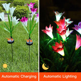 1 x RAW Customer Returns XVZ Solar Lights Outdoor, 4 Pack LED Solar Lily Flowers with 7 Color Changing LED Solar Lights for Garden, Patio, Yard, Pathway, Party, Wedding, Fence - Pink - RRP €23.68