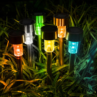 1 x RAW Customer Returns GIGALUMI LED solar lights for garden, 12 pieces made of stainless steel color changing waterproof solar lights for outdoors, parties, patios, lawns, garden decoration, backyards and paths - RRP €24.52