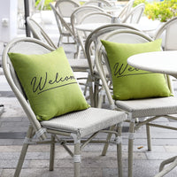 1 x RAW Customer Returns Lewondr Outdoor Cushion Cover, Pack of 2 Waterproof Cushion Covers with Welcome Print, UV Protection Decorative Cushion Cover Pillowcase with Coating for Sofa Chair Garden Lounge 45 x 45 cm - Green - RRP €13.31