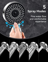 1 x RAW Customer Returns Magichome High Pressure Shower Head, with Filter 5 Types of Jets, Water Saving Head and Pressure Increase with 3 Layer Filtration and Stones Black  - RRP €14.24