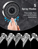 1 x RAW Customer Returns Magichome High Pressure Shower Head, with Filter 5 Types of Jets, Water Saving Head and Pressure Increase with 3 Layer Filtration and Stones Black  - RRP €14.24