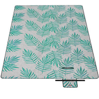 2 x RAW Customer Returns SONGMICS Picnic Blanket 300 x 200 cm Large Camping Blanket for Park Garden Beach Waterproof Machine Washable Foldable Grey with Tropical Fern GCM100G02 - RRP €72.2