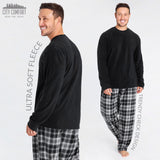 1 x RAW Customer Returns CityComfort Men s Winter Pajamas, 2-Piece Long-Sleeved Fleece Pajamas L, Black Plaid  - RRP €31.25