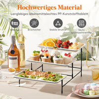 1 x RAW Customer Returns Lifewit 3 Tier Plastic Serving Tray for Party, 36 17cm Food Serving Platters, Reusable Trays with Sturdy Folding Stand for Vegetables, Fruits, Cookies, Dessert, Black - RRP €27.42