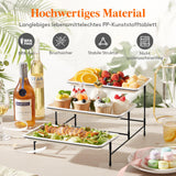 1 x RAW Customer Returns Lifewit 3 Tier Plastic Serving Tray for Party, 36 17cm Food Serving Platters, Reusable Trays with Sturdy Folding Stand for Vegetables, Fruits, Cookies, Dessert, Black - RRP €27.42