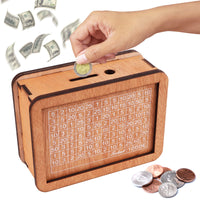 1 x Brand New Wooden money box - money box, wooden money bank for children Coin Banks, Souvenir Crafts for Shelf, Drawer, Desk, Bookshelves, Tables and TV Cabinets Decoration B  - RRP €11.09