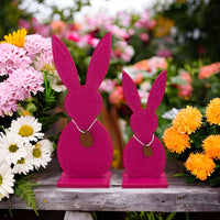 67 x Brand New MIJOMA Set of decorative bunnies, Easter bunny made of felt as a silhouette for standing up, Easter decoration felt bunny, 2 pieces - 15 and 20 cm gray  - RRP €668.66