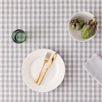 1 x RAW Customer Returns GAMUSI Stain-Resistant Tablecloth Touch Rectangular Vichy Check Fabric, Waterproof Cotton, 140x240 cm Light Gray Color - RRP €22.37