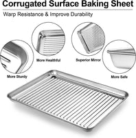 1 x RAW Customer Returns Stainless steel baking tray with cooling rack, rectangular large oven tray casserole dish set of 4, 31.5 x 24.5 x 2.5, cake tray baking pan with cooling rack for baking, dishwasher safe - RRP €23.36