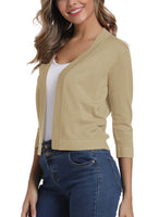 1 x RAW Customer Returns Women s 3 4 Sleeve Open Front Bolero Cardigan Shrug Solid Cardigan Top S, Apricot  - RRP €31.99