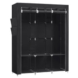 1 x RAW Customer Returns SONGMICS fabric cupboard, wardrobe, 45 x 130 x 167 cm, 3 hanging compartments, with shelves, 4 side pockets, lots of space, for bedroom, living room, black RYG092B02 - RRP €28.01