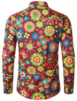 1 x RAW Customer Returns JOGAL Men s Long Sleeve Regular Fit Floral Leisure Shirt Bright Red L - RRP €33.14