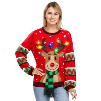 1 x RAW Customer Returns JOYIN Women s LED Lighted Reindeer Ugly Christmas Sweaters with Integrated Lights, X-Large. - RRP €43.99